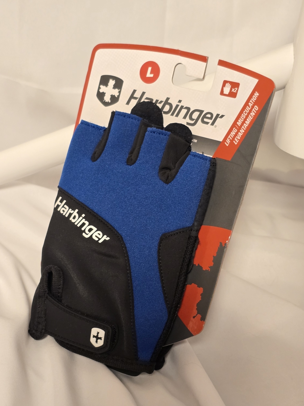 Harbinger Men's Blue and Black Half-Finger Training Gloves
